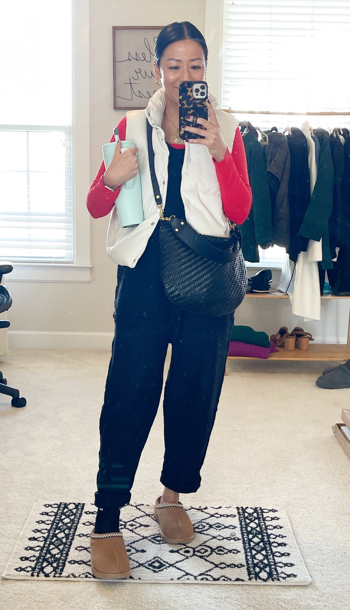 Size small in top and vest
Size XS jumpsuit
Kids size 6 Uggs


#LTKStyleTip #LTKSaleAlert #LTKOver40