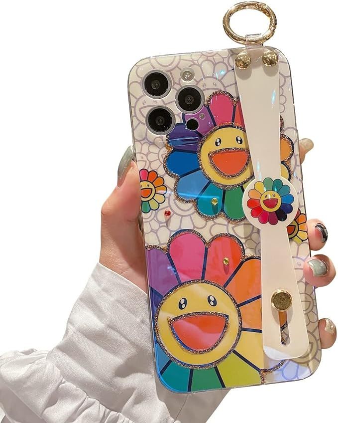 Lastma iPhone 13 Pro Max Case Cute with Wrist Strap Kickstand Glitter Bling Cartoon IMD Soft TPU ... | Amazon (US)