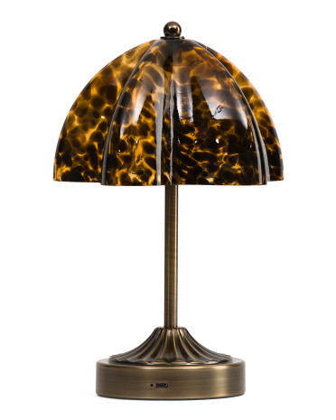 12in Rechargeable Glass Tortiose Shade Table Lamp | TJ Maxx
