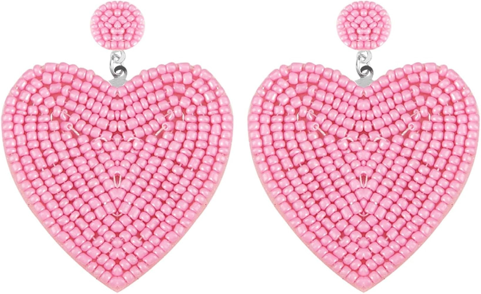 Valentine Earrings for Women Bohemian Beaded Red Heart Dangle Earrings Handmade Statement Earring... | Amazon (US)