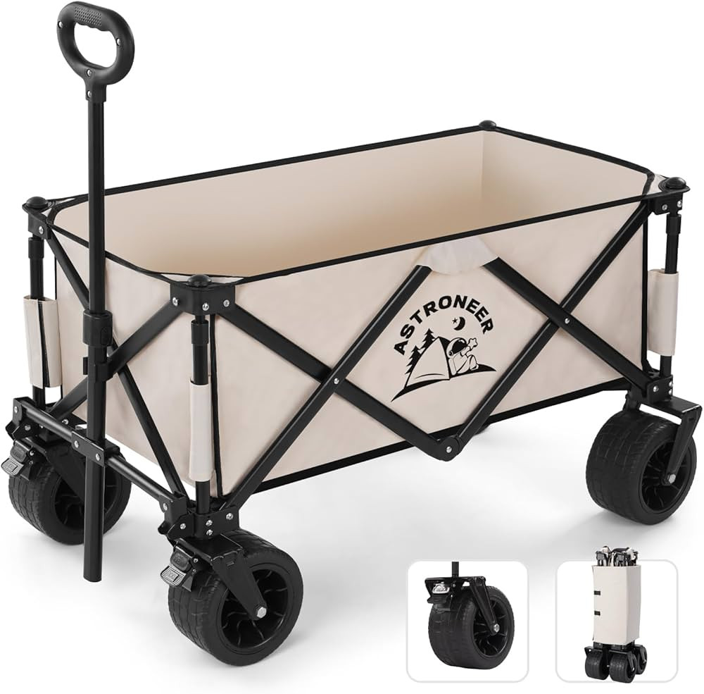 Folding Wagon Collapsible Beach Cart Heavy Duty Outdoor Utility Garden Carts with Big All-Terrain... | Amazon (US)