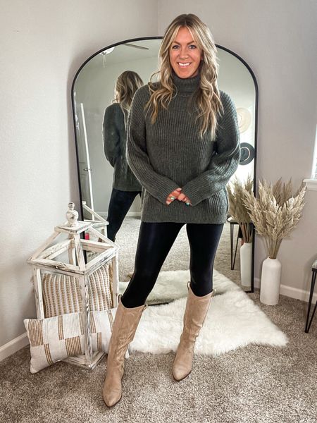Sweater - large, 30% off with code: HURRY
Leggings - runs small, size up (Xl)
Boots - 11, linked similar that are available up to size 15 

#LTKsalealert #LTKHoliday #LTKSeasonal
