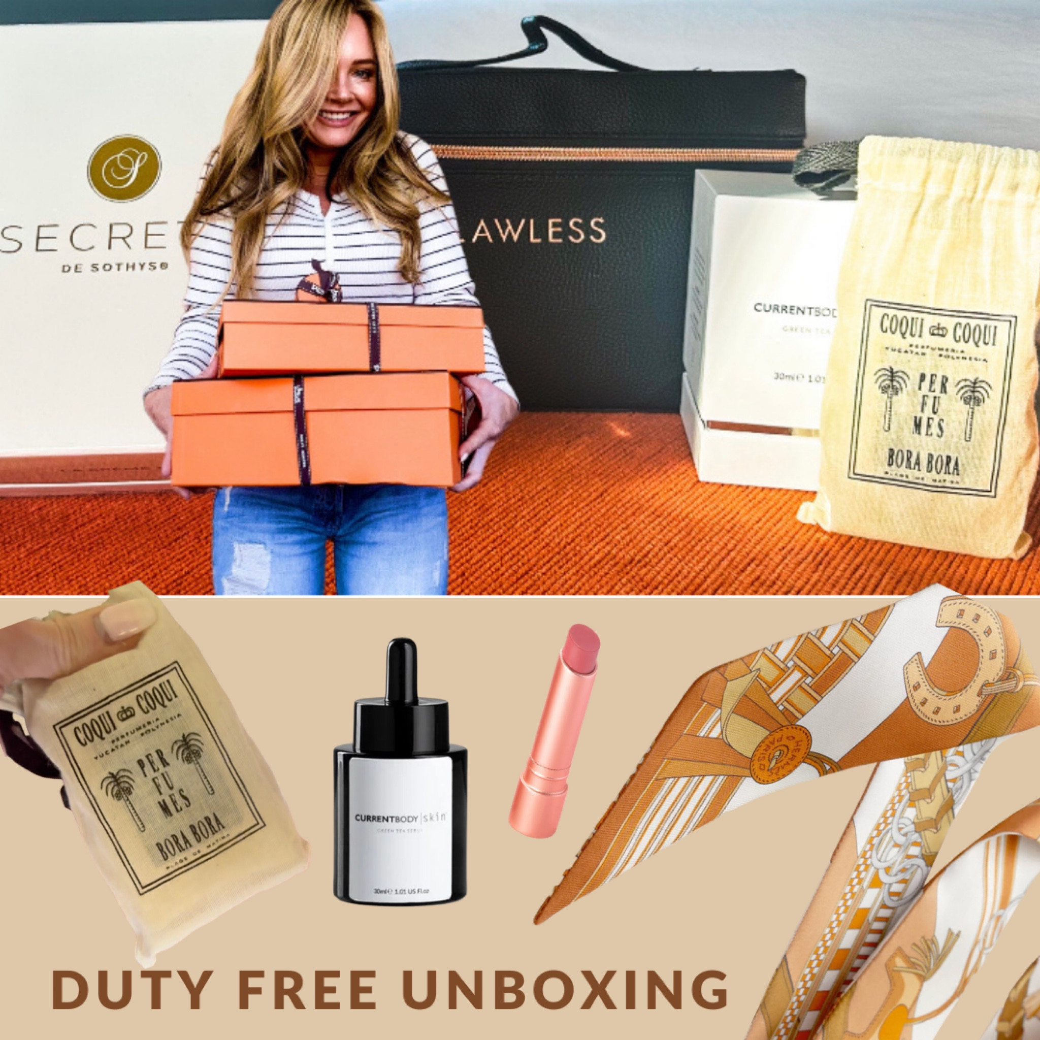 Duty Free Vacation Unboxing! #borabora #hermes #lawlessbeauty #currentbody 

#LTKshoecrush #LTKGiftGuide #LTKtravel