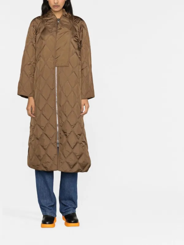 diamond-quilted ripstop long coat | Farfetch Global