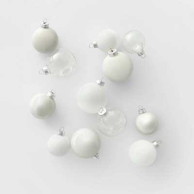 42ct Glass Round Christmas Ornament Set Clear & White - Wondershop™ | Target