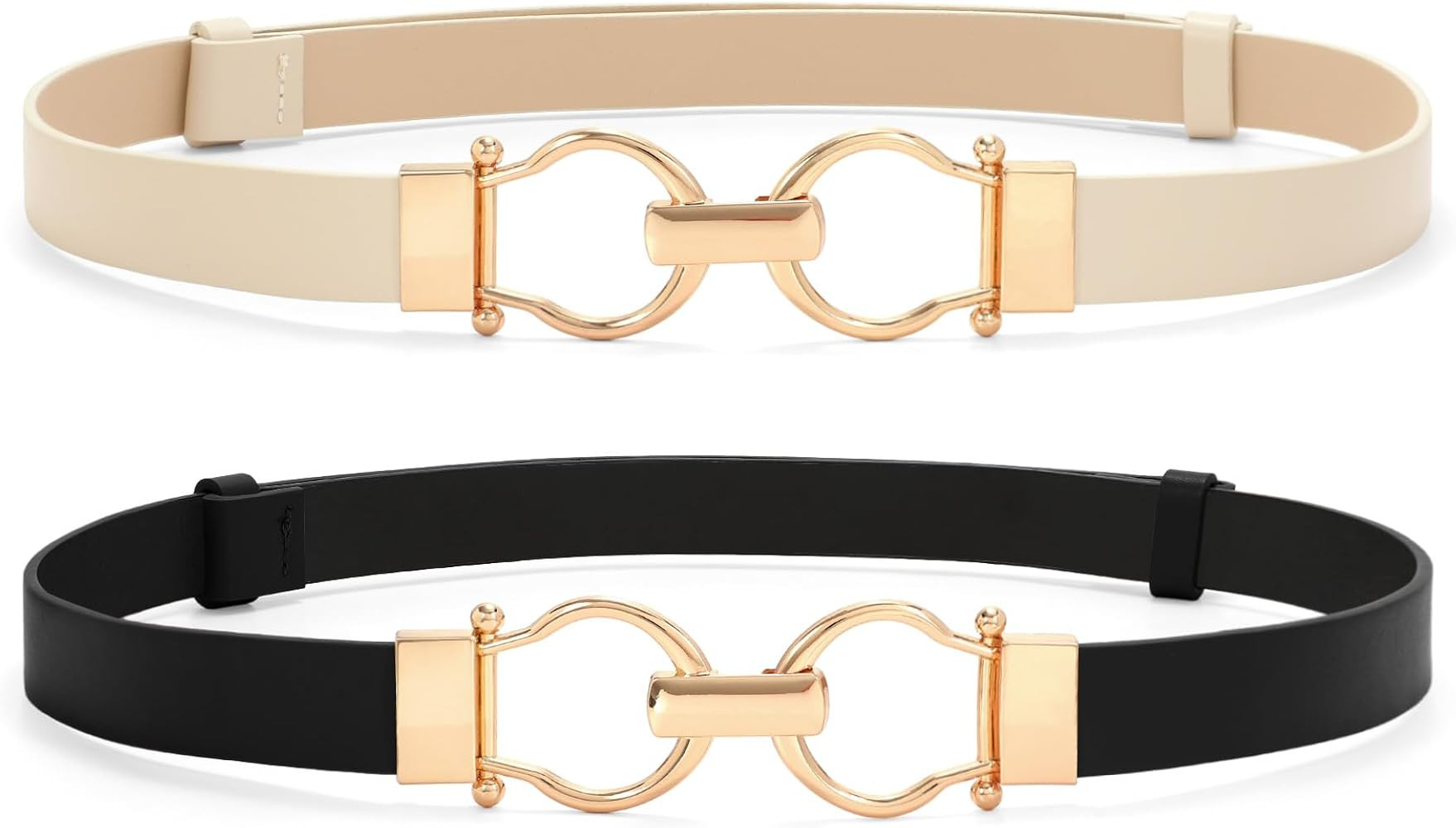 VONMELLI 2 Pack Women's Leather Belts for Jeans Dress Pants Ladies Waist Belt Skinny Belt with Fa... | Amazon (US)