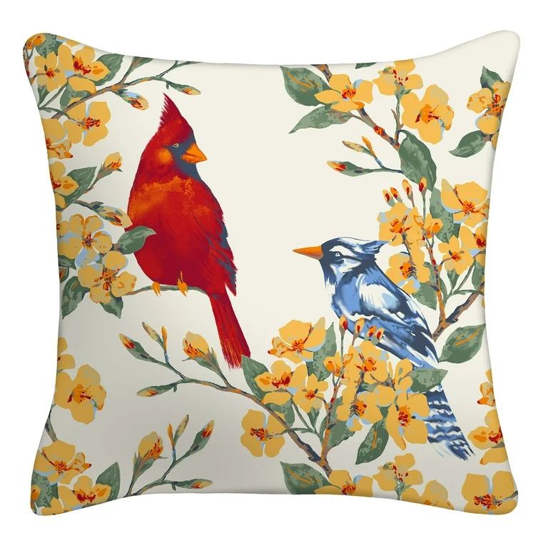 Mainstays 16" x 16" Reversible Bird Duo Decorative Throw Pillow, Multi | Walmart (US)