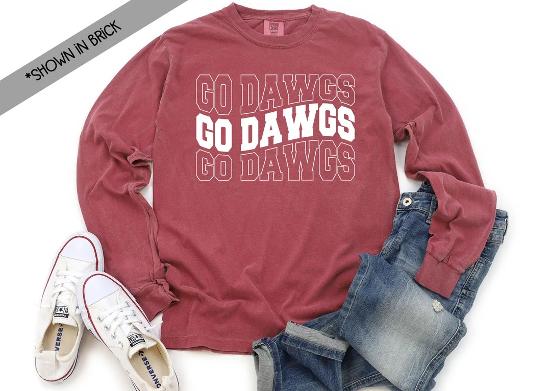Go Dawgs Comfort Colors Long Sleeve Unisex Tee College - Etsy | Etsy (US)