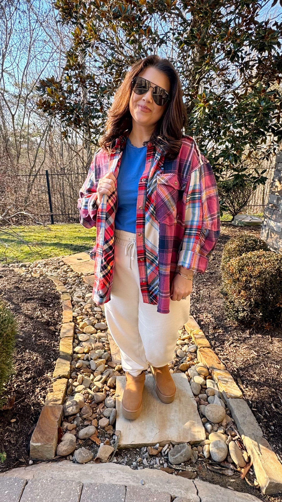 @freepeople multicolor flannel w/ frayed detail / sis is in an XL / runs large / similar outfit details linked

#LTKstyletip #LTKfindsunder50 #LTKSeasonal