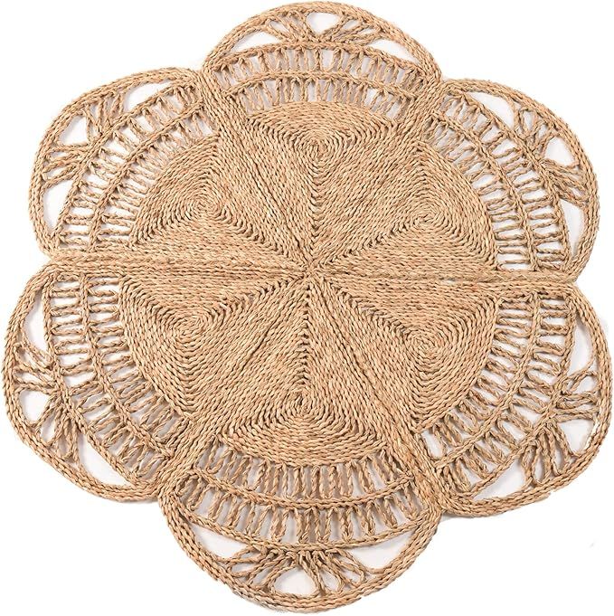 100% Natural Hand Woven Jute Round Area Rug, Natural Round Jute Rug, Farmhouse Style Braided Kitc... | Amazon (US)