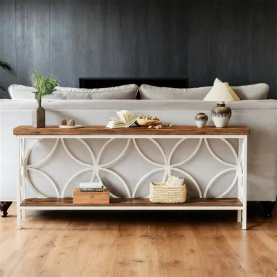 70.9" Long 2-Tier Console Table, Industrial-Style Behind Sofa Table, Suitable For Living Rooms, Entryways, Hallways, Etc. | Wayfair North America