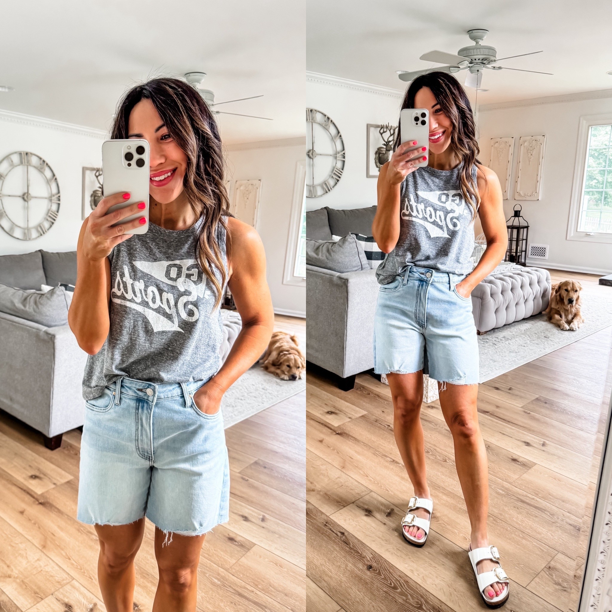 Xs tank. 0 denim shorts. @evereveofficial #EverevePartner #everevestyle 

#LTKFindsUnder100 #LTKOver40 #LTKSaleAlert
