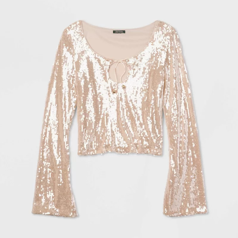 Women's Bell Long Sleeve Sequin Holiday Top - Wild Fable™ | Target