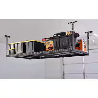 Adjustable Height Overhead Ceiling Mount Garage Rack in Black (42 in. H x 96 in. W x 32 in. D) | The Home Depot