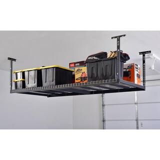 Husky Adjustable Height Overhead Ceiling Mount Garage Rack in Black (42 in. H x 96 in. W x 32 in. D) | The Home Depot