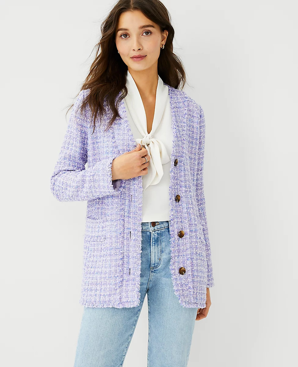 Fringe Tweed Cardigan Jacket | Ann Taylor (US)