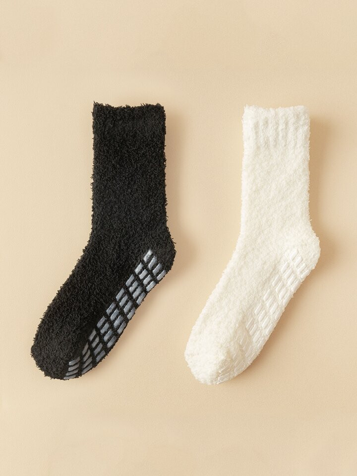 2pairs Solid Crew Socks | SHEIN