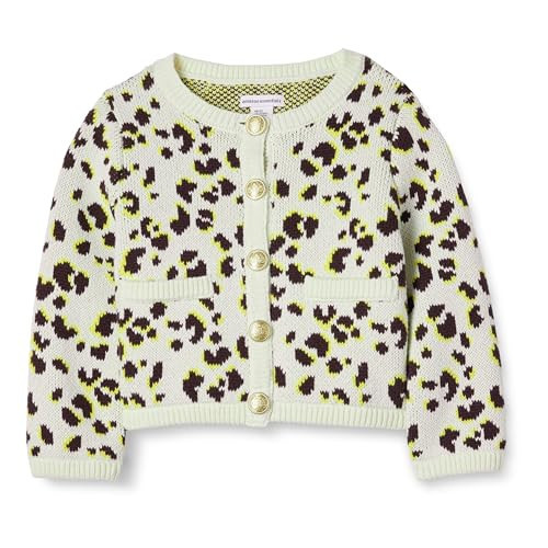 Amazon Essentials Girls' Knit Cardigan, Ivory Leopard Animal, Large | Amazon (US)