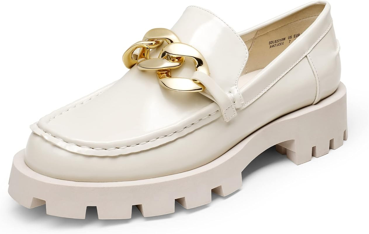 DREAM PAIRS Women's Comfortable Chunky Platform Dressy Loafers with Non Slip Lug Sole and Faux Leath | Amazon (US)
