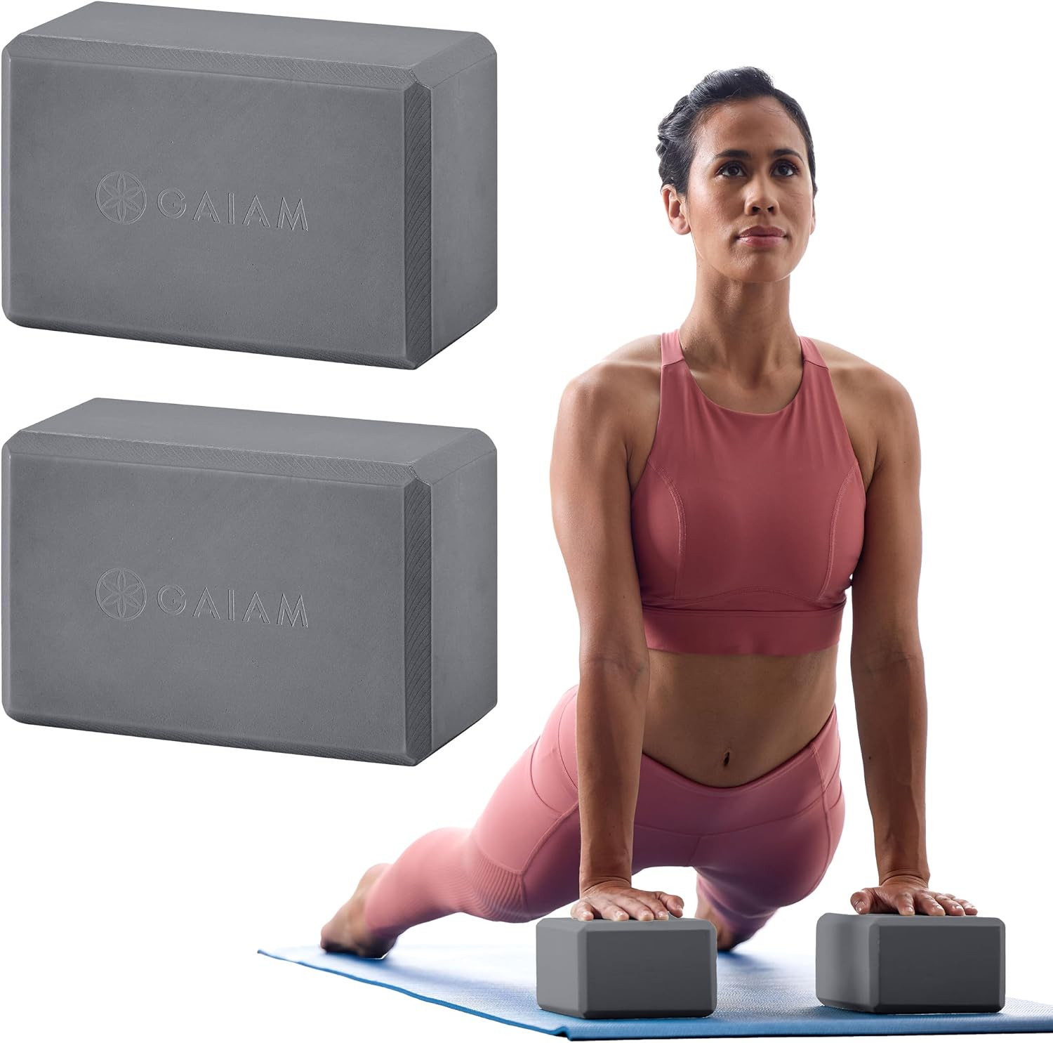 Gaiam Essentials Yoga Block (Set Of 2) - Supportive Latex-Free Eva Foam Soft Non-Slip Surface For Yoga, Pilates, Meditation, Grey | Amazon (US)