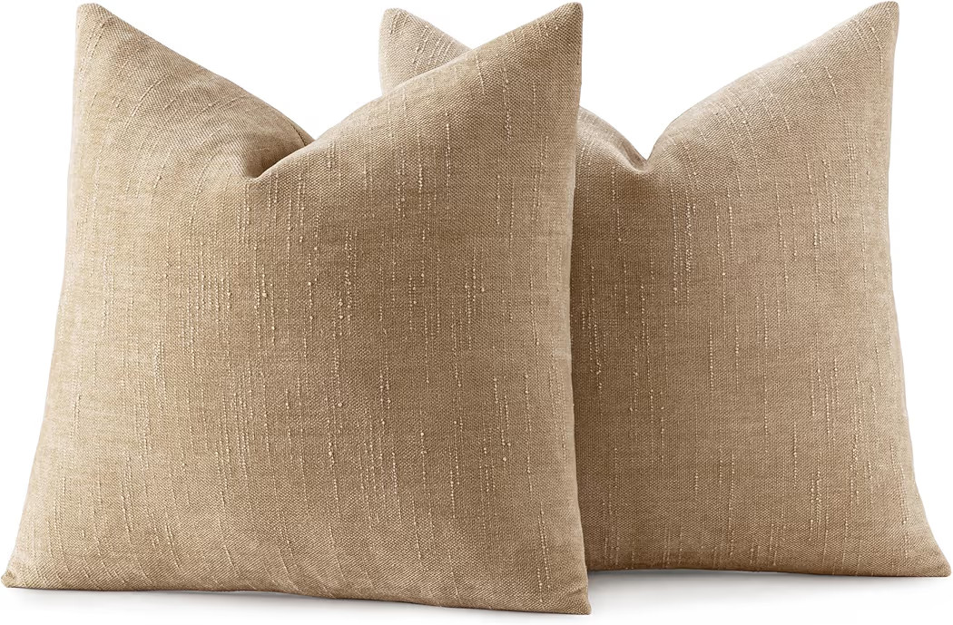 MIULEE Pack of 2 Decorative Throw Pillow Covers Soft Chenille Throw Pillows Solid Textured Cushio... | Amazon (US)