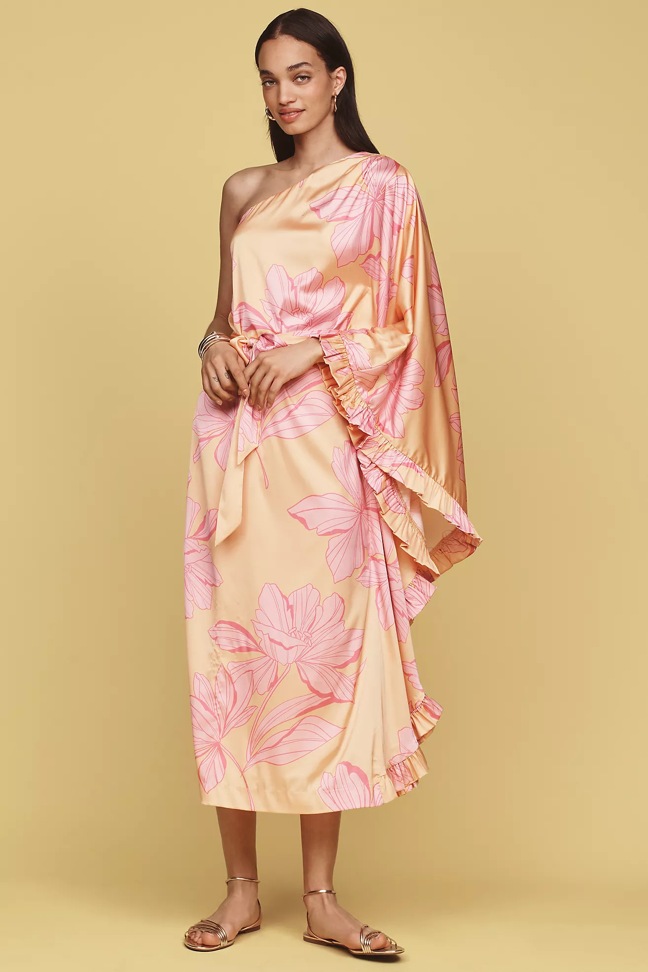 Hutch Morgan One-Sleeve Tie-Waist Midi Dress | Anthropologie (US)