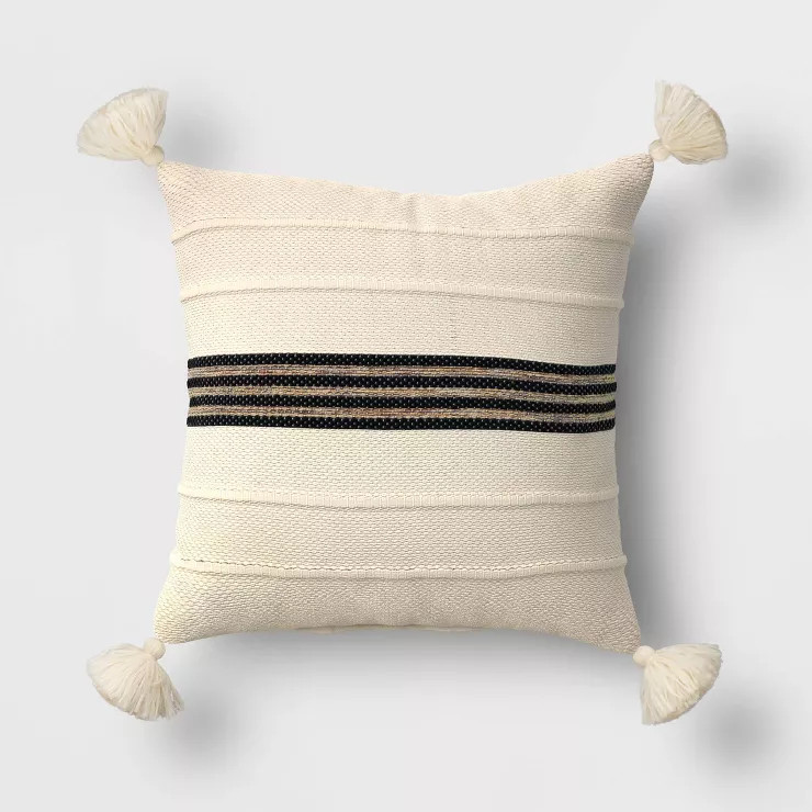 Textured Outdoor Throw Pillow Ivory/Black - Threshold™ | Target