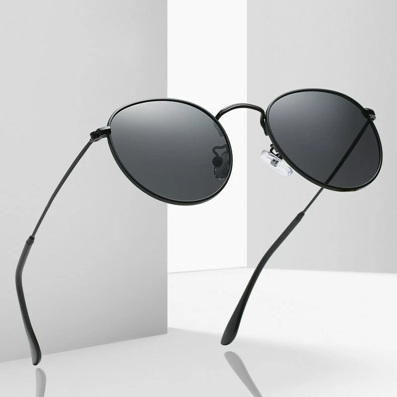 Silver/Gold/Gray Glasses Retro Sunglasses Men Womens Stainless Steel Frame Round | eBay US