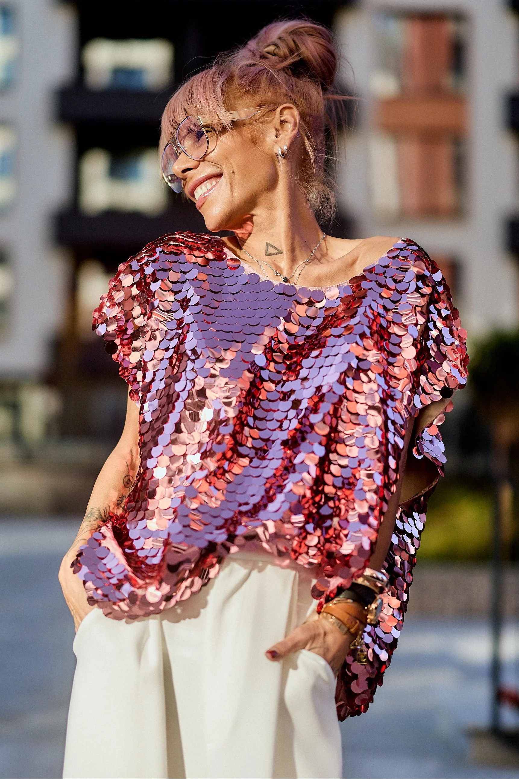 Pink Sequin Oversized Top | Clothes by Locker Room