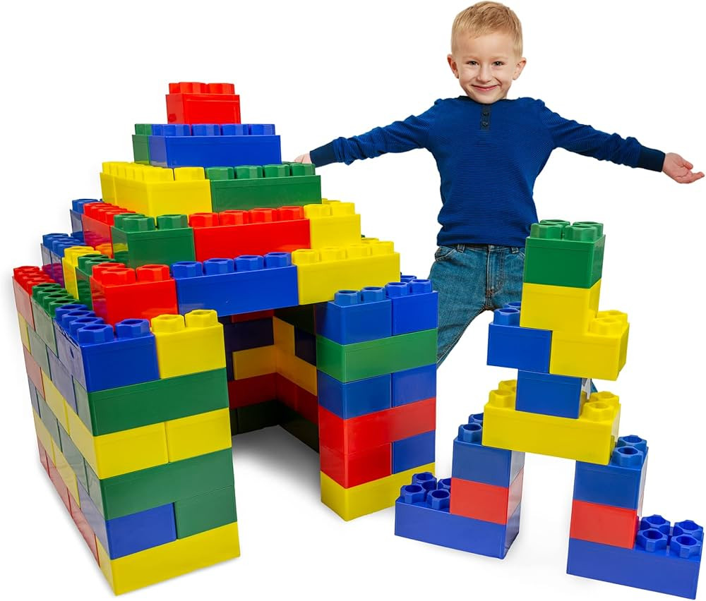 StemFuel Deluxe 112 Piece Jumbo Building Blocks Variety Pack | Mega Builder Block Kit for Toddler... | Amazon (US)