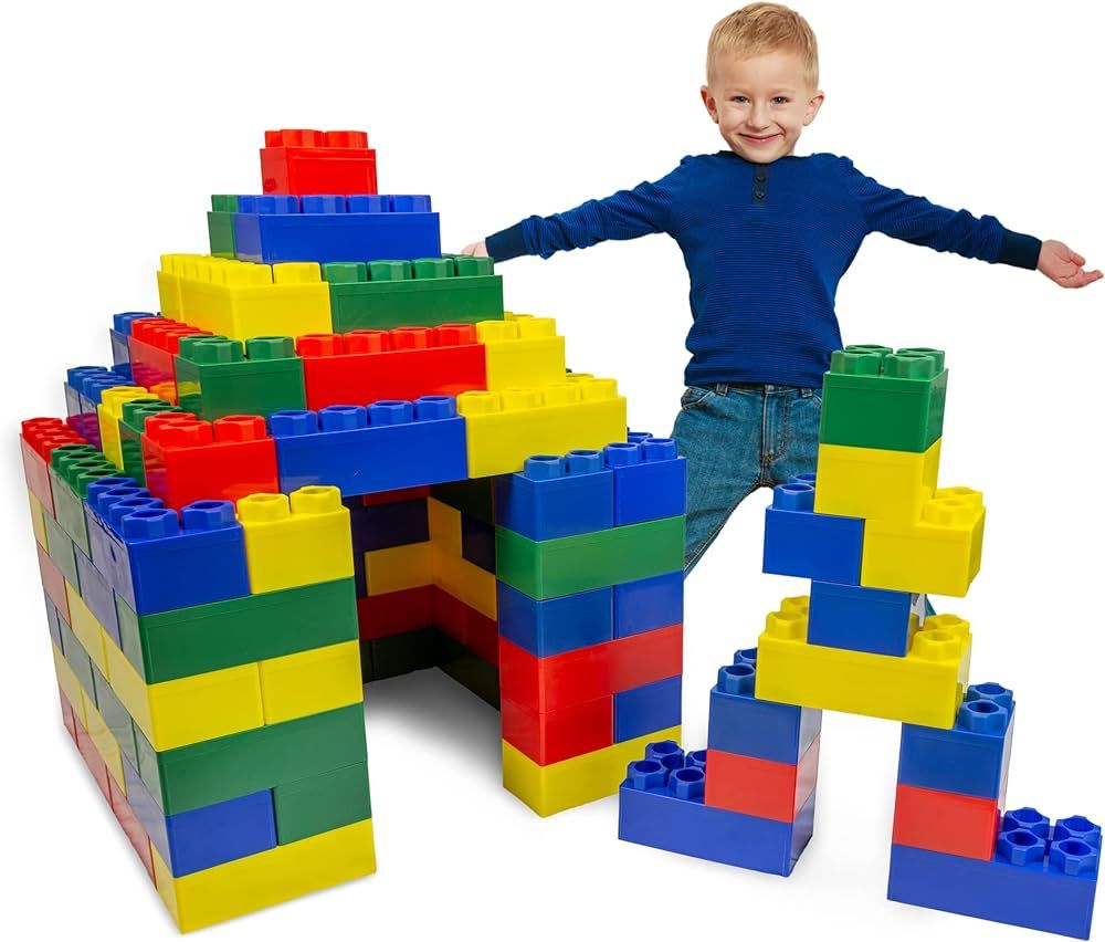 StemFuel Deluxe 112 Piece Jumbo Building Blocks Variety Pack | Mega Builder Block Kit for Toddler... | Amazon (US)