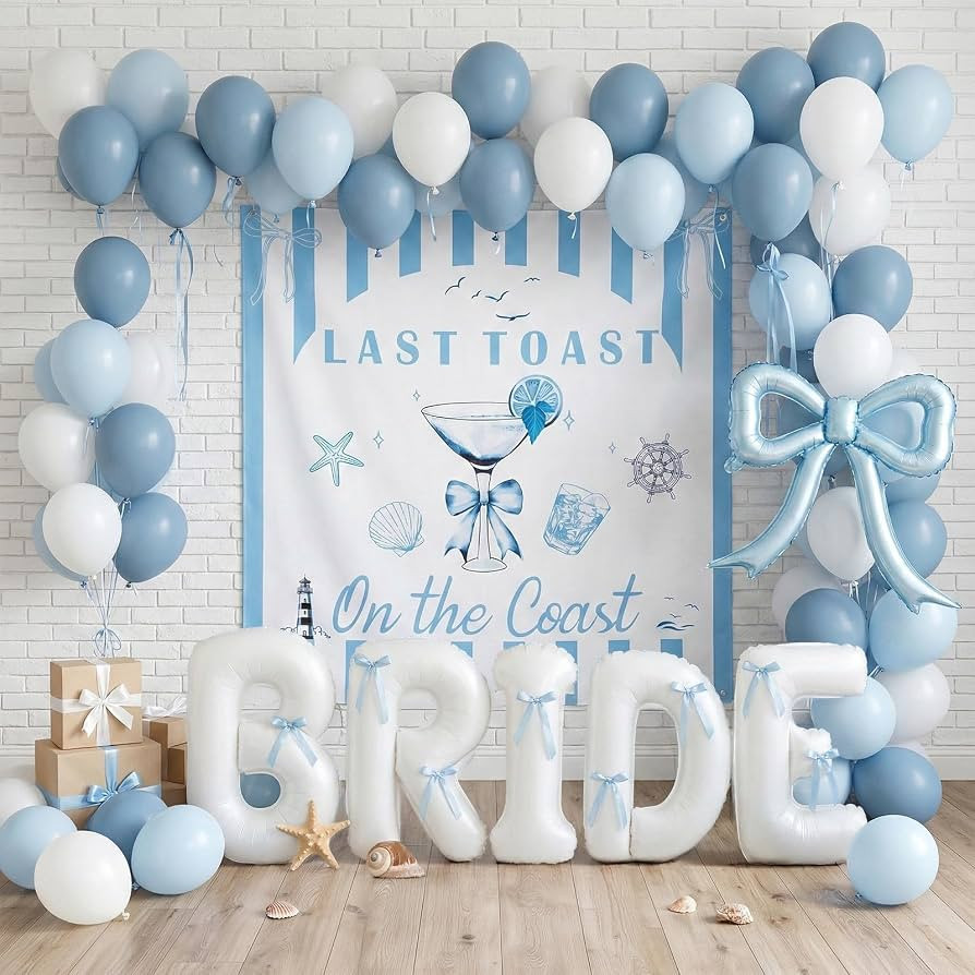 Last Toast on the Coast Bachelorette Decorations Blue bridal shower Balloon Garland Kit with 1.5m... | Amazon (US)