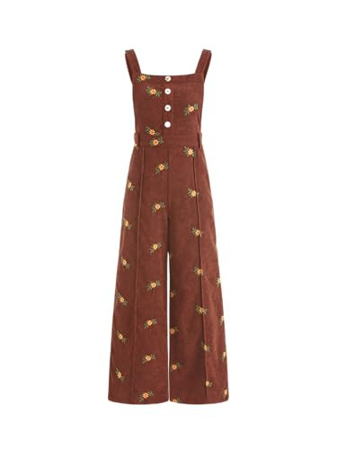 CIDER Women's Ditsy Floral Corduroy Jumpsuit: Brown, Small | Amazon (US)