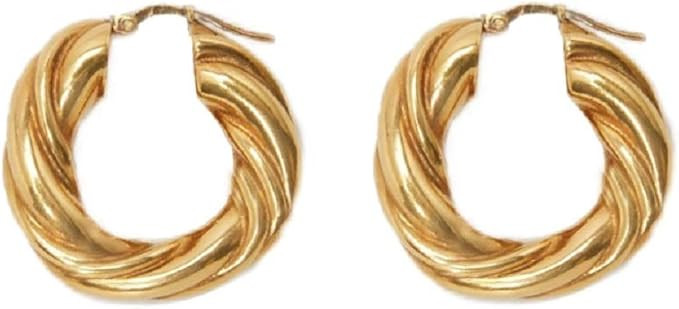 NewZenro Chunky Twist Knot Love 5mm Thick Fashion 14K Gold Plated Huggy Small Hoop Earrings for W... | Amazon (US)