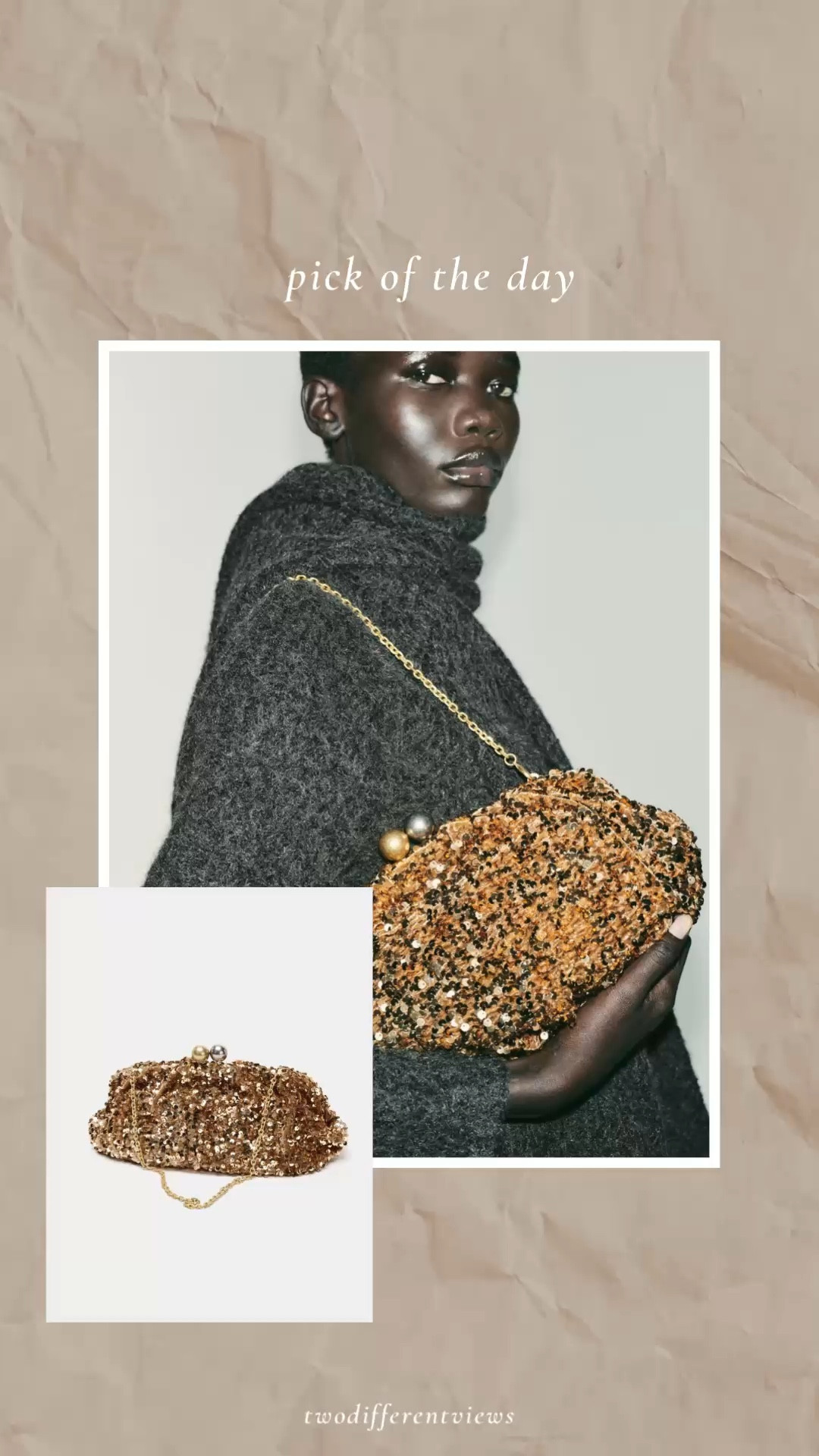 Zara pick of the day! 
Sequin bag for the holidays or wedding! 
Espresso brown 

#LTKHoliday #LTKFindsUnder100 #LTKSeasonal