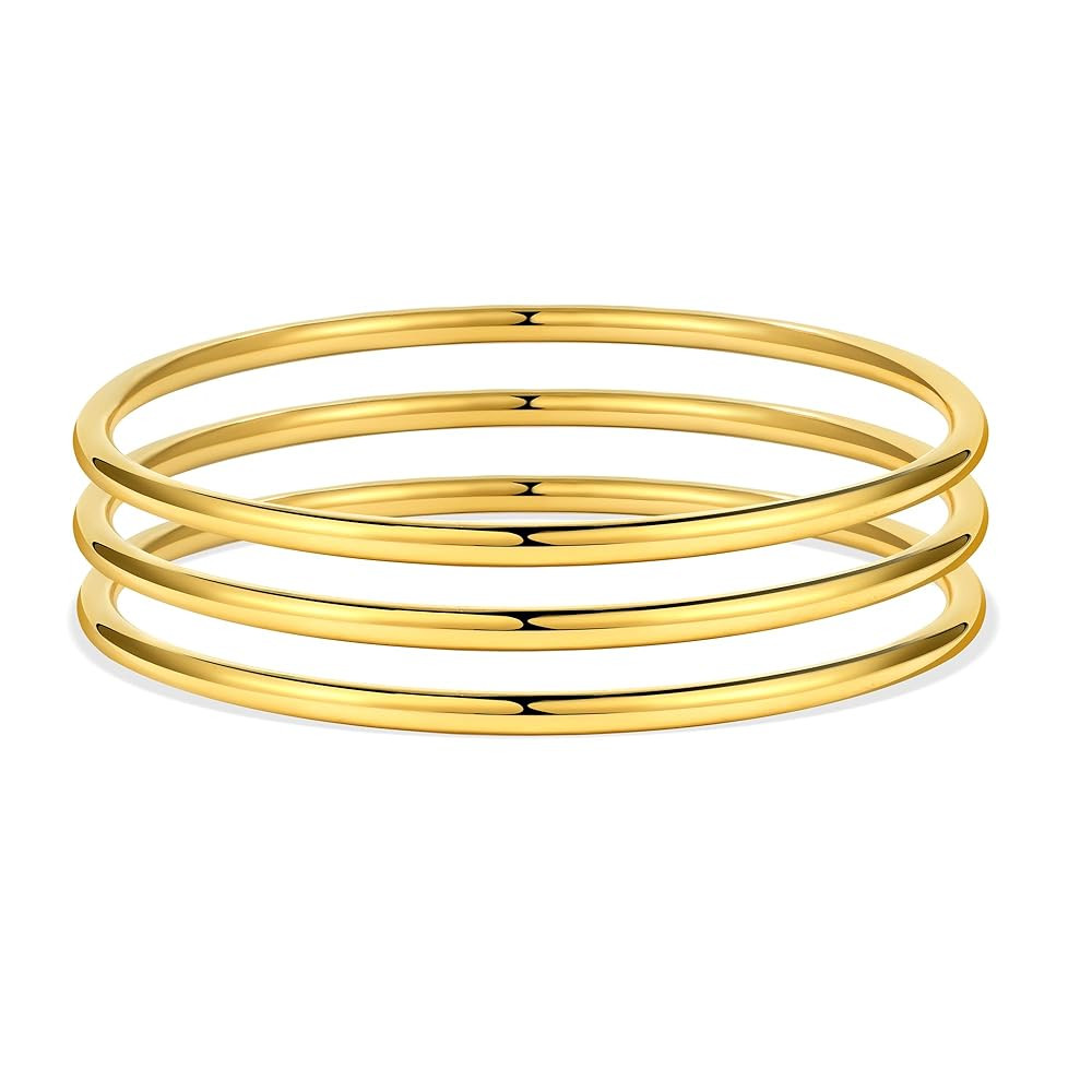 Elegance 11 designs 2mm/3mm Gold Bangles Bracelets Set For Women Non Tarnish, Stainless Steel Bra... | Amazon (US)