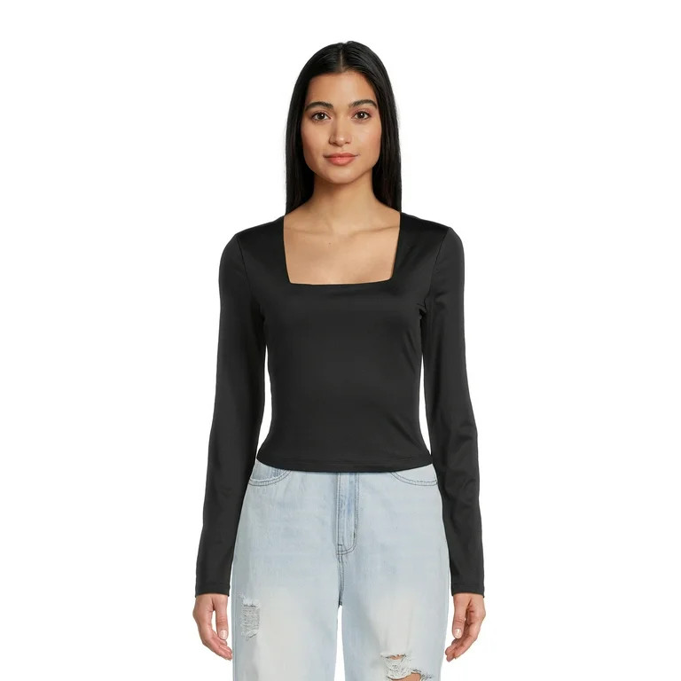 Madden NYC Juniors' Square Neck Top, Sizes XS-3XL - Walmart.com | Walmart (US)