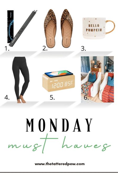 Monday Must Haves! Electric candle lighter, Birdies slides mini cheetah print, hello pumpkin mug, black leggings, bamboo alarm clock 

#LTKunder50 #LTKhome #LTKSeasonal