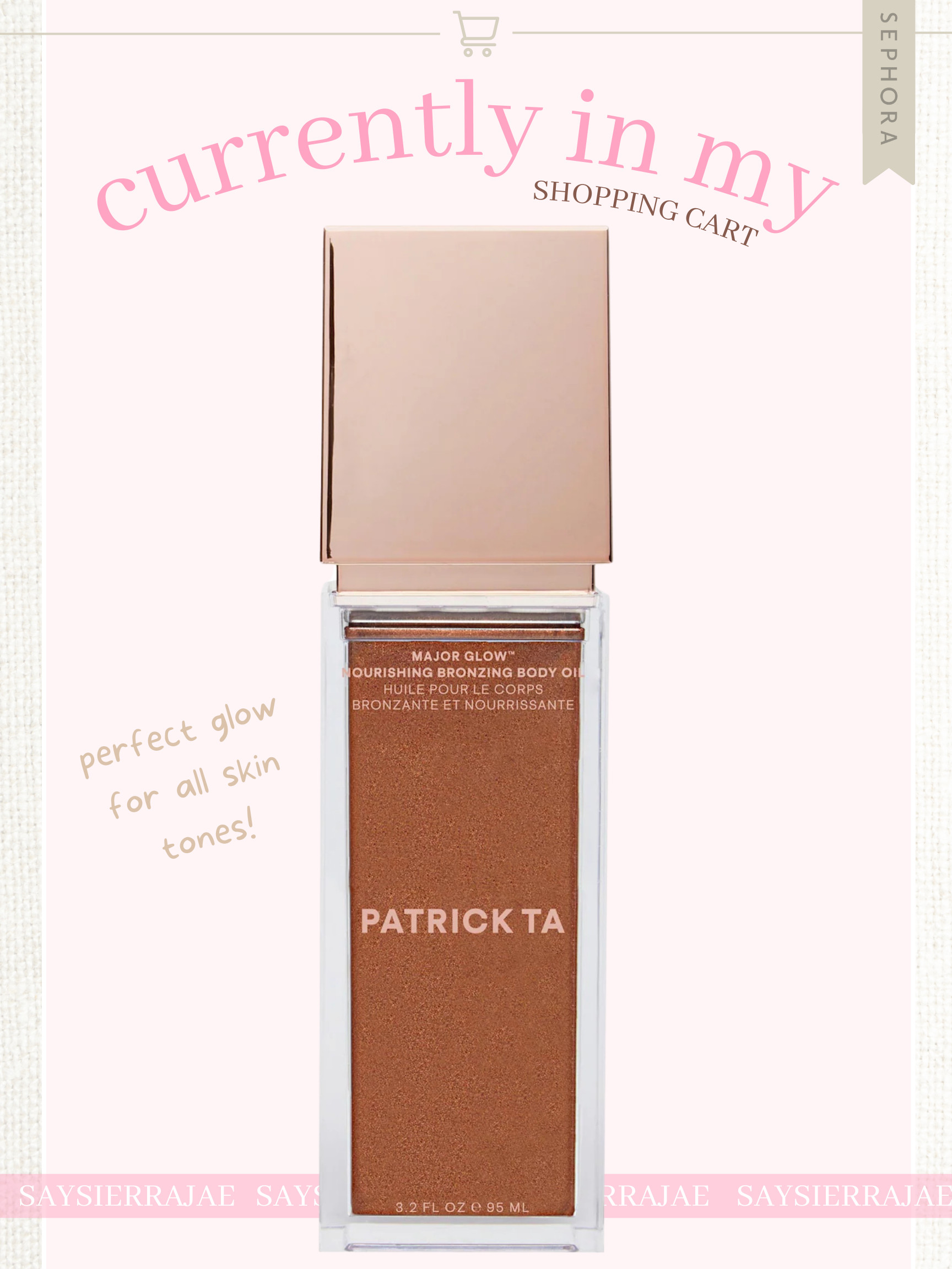 This Patrick Ta Major Glow Body Oil is the ✨golden hour✨ in a bottle. It's hydrating, nourishing, and giving just-left-the-beach energy without the sunburn.
Perfect glow for all skin tones, and yes… I’m officially glowing through summer!

Sephora Savings Event
The Sephora Savings Event is here! Now through April 14th, members save big on must-have beauty essentials + 30% off the Sephora Collection! Exclusions apply.


🛒 Grab it at Sephora before it sells out (again!) #LTKbeauty #bodyoil #bronzedglow #patrickta #summerglow #sephorafinds #glowingskin #skincaregoals 

 

#LTKSaleAlert #LTKFestival #LTKBeauty
