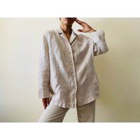 Vintage Linen Beige Minimalist Jacket, Blazer | Etsy (US)