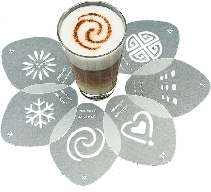 aerolatte Cappuccino Stencil Set, for Latte Coffee Art, Set of 6 Stencils | Amazon (US)