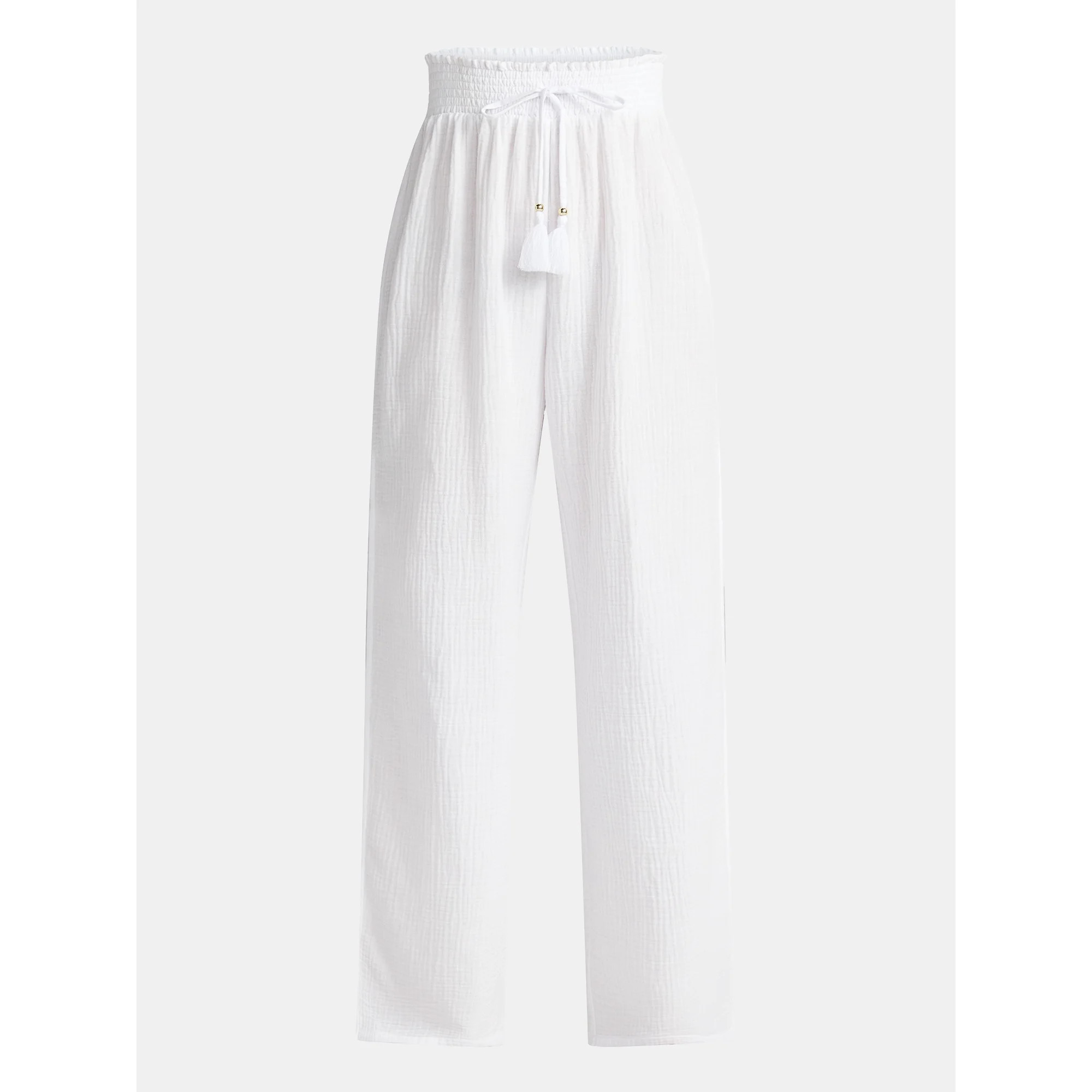 Time and Tru Women's Cotton Coverup Pants with Side Slits, Sizes XS-XL | Walmart (US)