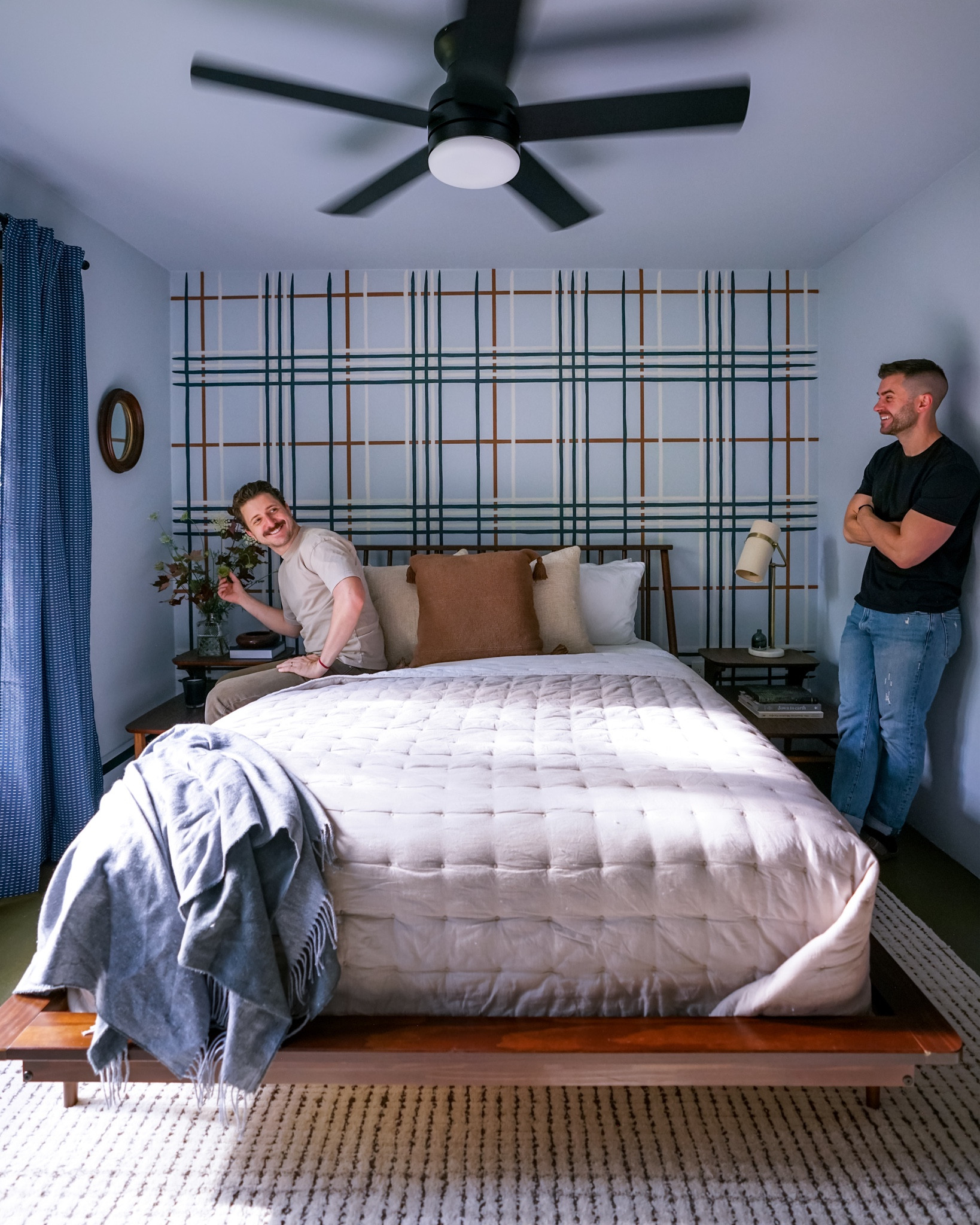 Retro hand-painted plaid wall guest room 

#LTKstyletip #LTKmens #LTKhome