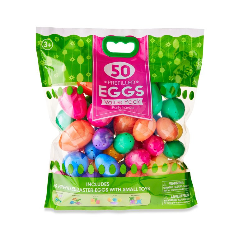 Easter Pre-Filled Plastic Eggs, 50 Count, by Way To Celebrate | Walmart (US)