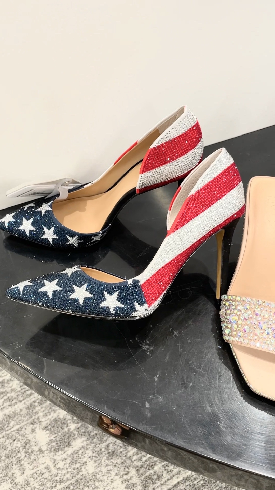 #rhinestonepumps #flagpumps #patriotic #highheels #starsandstripes #bling #flaghighheels #stilettos #julyfourth #fourthofjuly

#LTKSeasonal #LTKshoecrush #LTKFind