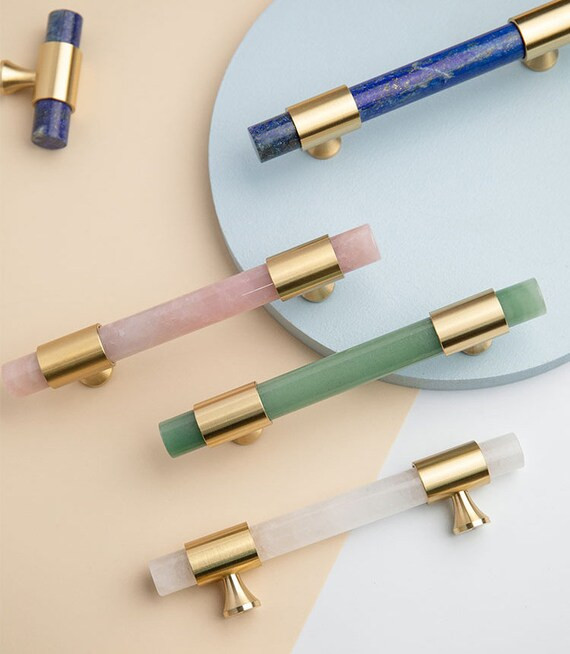 3 Color Natural Jade  Brass Door Knobs For Cabinet Wardrobe Cupboard Drawer Pull Knobs Furniture ... | Etsy (US)