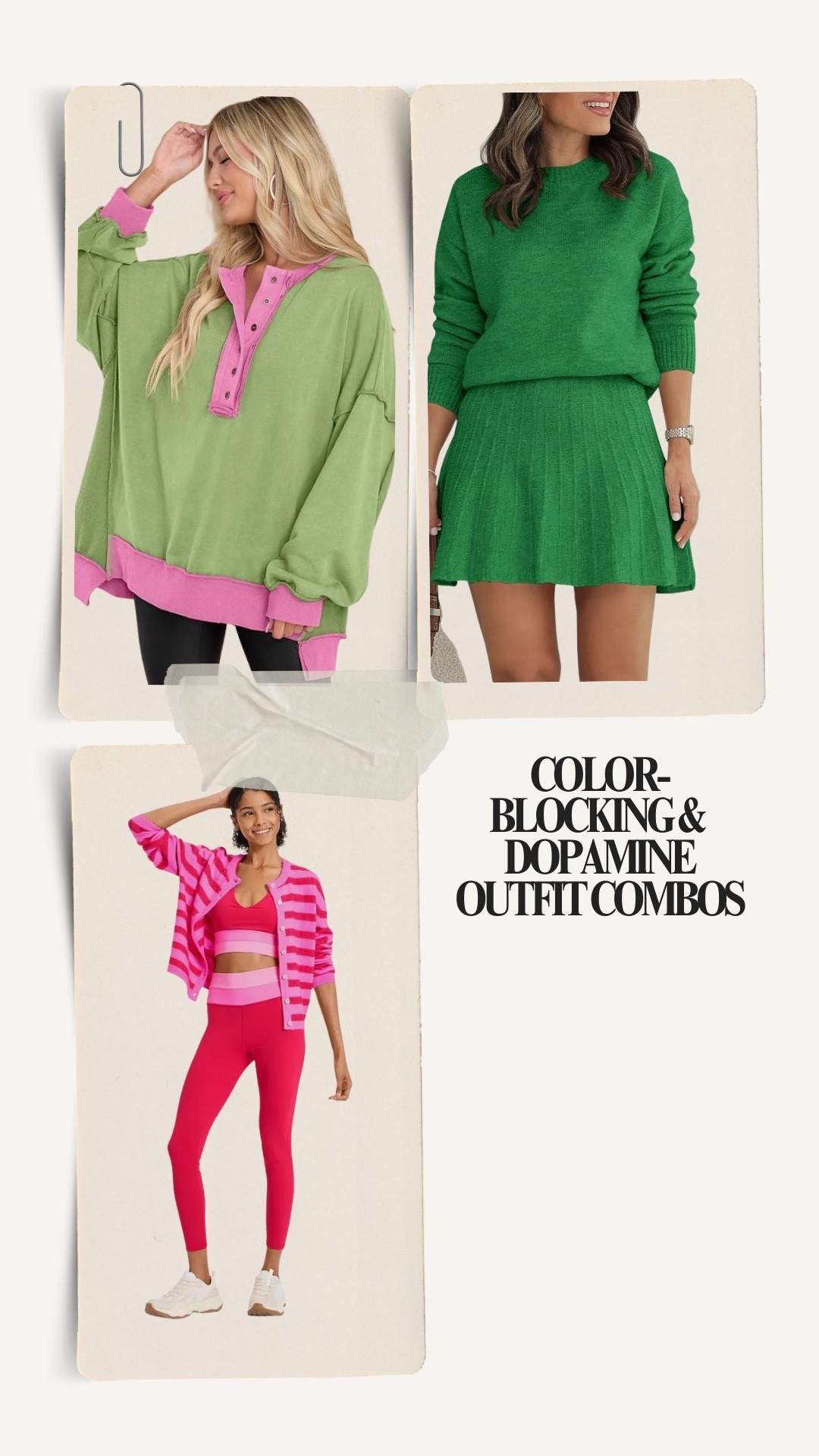 Color blocking dopamine dressing fun bright outfits 

#LTKU #LTKSeasonal #LTKActive