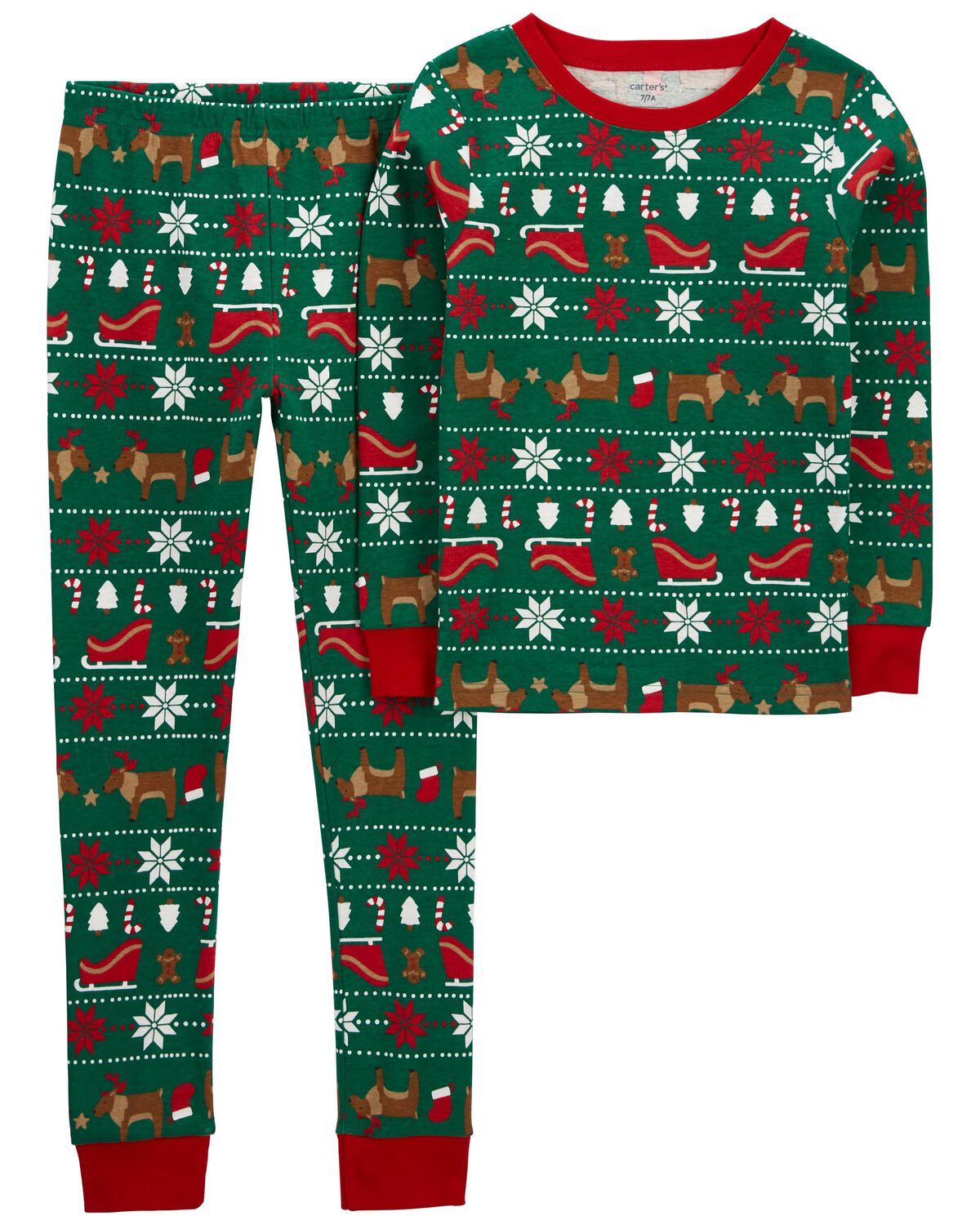 Green Kid 2-Piece Fair Isle 100% Snug Fit Cotton Pajamas | carters.com | Carter's