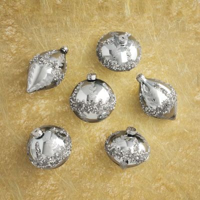 Snowy Seaside Icy Embellished Ornaments, Set of Six | Frontgate