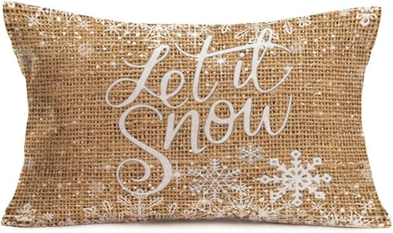Xihomeli Let It Snow Throw Pillow Cover Lumbar Pillow Case Winter Snowflakes Pattern Rustic Farmh... | Amazon (US)